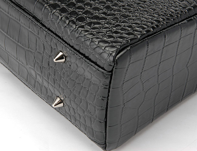 replica jumbo lady dior crocodile leather bag 6322 black